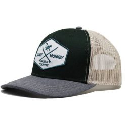 Czapka trucker 6-panelowa / Jeden rozmiar (Butelkowa zieleń/Beż). Zielone czapki z daszkiem SURF MONKEY, z aplikacjami, z bawełny. Za 159.95 zł.
