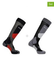 SALOMON Skarpety narciarskie (2 pary) "Access" w kolorze szaro-czarnym rozmiar: 42-44. Czarne skarpety Salomon, bez wzorów, prążkowane. Za 78.28 zł.