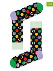 Happy Socks Skarpety (2 pary) w kolorze czarnym ze wzorem rozmiar: 36-40. Czarne skarpety Happy Socks, bez wzorów, prążkowane. Za 65.99 zł.