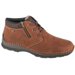 Buty Rieker Booties 05342-22 brązowe. Brązowe botki sznurowane bez wzorów, z gumy, bez obcasa, bez zapięcia. Za 533.02 zł.