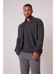 Perfect Cashmere Kaszmirowy kardigan "Jules" w kolorze antracytowym rozmiar: XL. Czarne swetry rozpinane Perfect Cashmere, xl, bez wzorów, z kaszmiru, bez kołnierzyka, bez ramiączek. Za 500.99 zł.