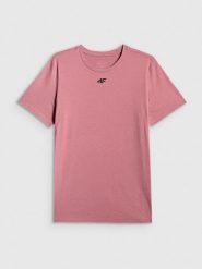 4F Koszulka treningowa regular szybkoschnąca męska - koralowa XL. Pomarańczowe t-shirty 4F, m, bez wzorów, z materiału, bez kołnierzyka, bez ramiączek. Za 99.99 zł.