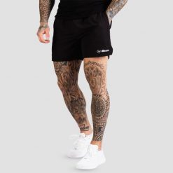 Szorty męskie fitness regular czarne TRN. Czarne krótkie spodenki sportowe GYMBEAM, m, bez wzorów, z materiału. Za 83.90 zł.