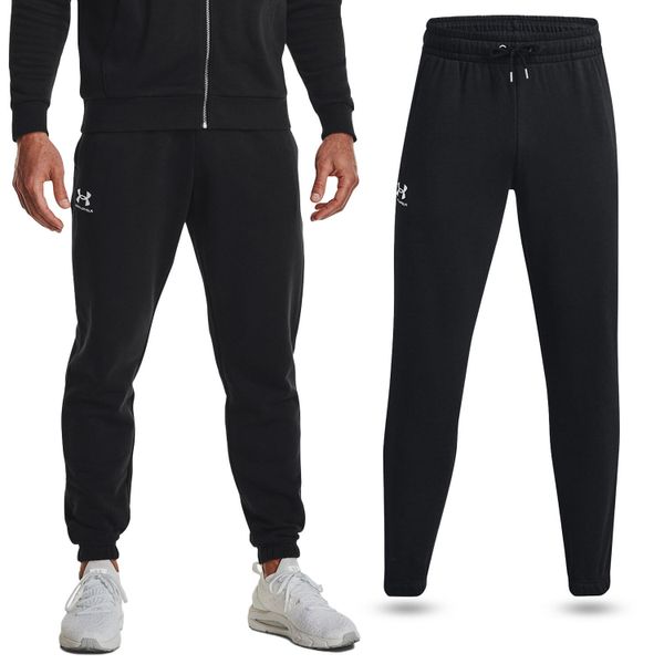 Spodnie dresowe męskie UNDER ARMOUR Essential Fleece joggery. Czarne joggery i bojówki Under Armour, m, bez wzorów, z dresówki. Za 229.99 zł.