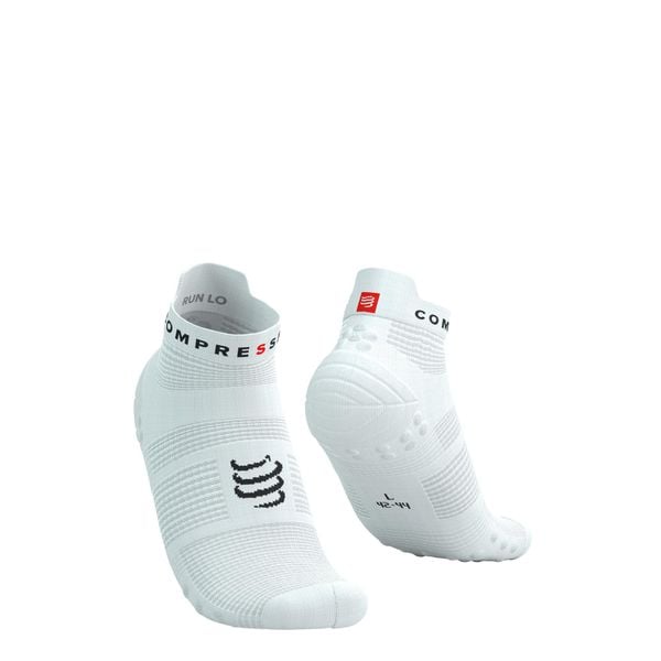Skarpetki biegowe Compressport ProRacing Socks V4 Run Low white/black. Białe skarpety Compressport, bez wzorów. Za 79.99 zł.