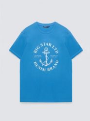 Koszulka męska z kontrastowym nadrukiem niebieska Kartes 401. Niebieskie t-shirty BIG STAR, l, bez wzorów, z bawełny, bez kołnierzyka, bez ramiączek. Za 79.99 zł.