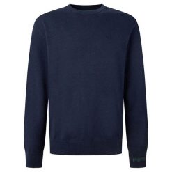 Sweter z okrągłym dekoltem Pepe Jeans Andre. Niebieskie swetry nierozpinane Pepe Jeans, m, bez wzorów, z jeansu, bez kołnierzyka, bez ramiączek. Za 255.00 zł.