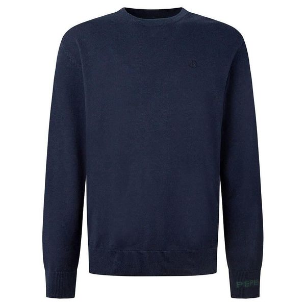 Sweter z okrągłym dekoltem Pepe Jeans Andre. Niebieskie swetry nierozpinane Pepe Jeans, m, bez wzorów, z jeansu, bez kołnierzyka, bez ramiączek. Za 253.35 zł.
