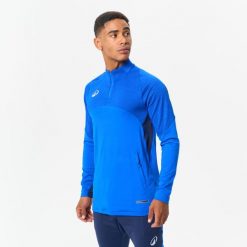 Bluza piłkarska Kipsta CLR Club na krótki suwak. Niebieskie bluzy KIPSTA, l, bez wzorów, z materiału, bez kaptura. Za 139.99 zł.
