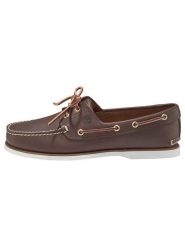 Timberland Skórzane mokasyny "2 Eye Boat" w kolorze jasnobrązowym rozmiar: 41. Brązowe botki sznurowane Timberland, bez wzorów, bez obcasa, bez zapięcia. Za 441.45 zł.