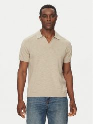 Calvin Klein Polo K10K114087 Beżowy Regular Fit. Brązowe koszulki polo CALVIN KLEIN, m, bez wzorów, z bawełny, bez kołnierzyka, bez ramiączek. Za 269.99 zł.