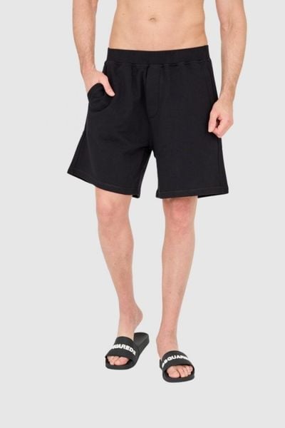 DSQUARED2 Czarne bawełniane szorty męskie, Rozmiar S. Czarne szorty Dsquared2, l, bez wzorów, z bawełny. W wyprzedaży za 525.99 zł.