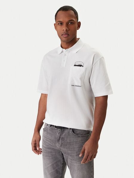 KARL LAGERFELD Polo 745127 561225 Biały Regular Fit. Białe koszulki polo KARL LAGERFELD, m, bez wzorów, z bawełny, bez kołnierzyka, bez ramiączek. Za 579.99 zł.