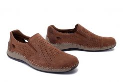 RIEKER 05286-24 brown, półbuty letnie męskie. Brązowe eleganckie półbuty Rieker, bez wzorów, bez obcasa, bez zapięcia. Za 339.90 zł.