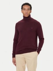 Tommy Hilfiger Golf MW0MW28048 Bordowy Regular Fit. Czerwone golfy Tommy Hilfiger, m, bez wzorów, z bawełny, bez ramiączek. Za 509.99 zł.