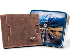 Portfel skórzany Peterson [DH] PTN N79 2-1-4 brązowy. Brązowe portfele Peterson, bez wzorów. Za 80.00 zł.
