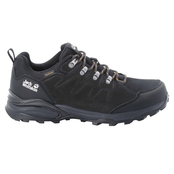 Buty trekkingowe męskie Jack Wolfskin Refugio Texapore Low. Czarne buty trekkingowe Jack Wolfskin, bez wzorów, z gumy, bez zapięcia, trekkingowe. Za 359.99 zł.