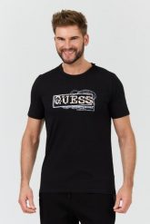 GUESS Czarny t-shirt Box Logo. Czarne t-shirty Guess, l, z aplikacjami, bez kołnierzyka, bez ramiączek. W wyprzedaży za 103.99 zł.