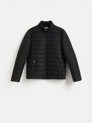 Pikowana kurtka biker - czarny. Czarne kurtki Reserved, l, bez wzorów, z tkaniny, bez kaptura. Za 239.99 zł.
