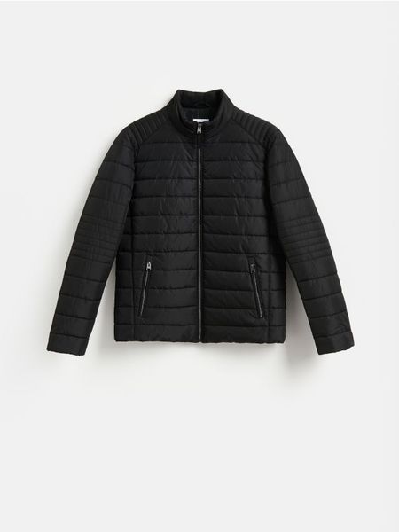 Pikowana kurtka biker - czarny. Czarne kurtki Reserved, l, bez wzorów, z tkaniny, bez kaptura. Za 239.99 zł.