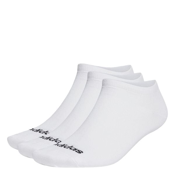 Cienkie skarpetki przed kostkę Linear – 3 pary. Białe skarpety Adidas, bez wzorów, z bawełny. Za 43.99 zł.
