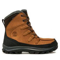 Kozaki Timberland. Brązowe kozaki Timberland, bez wzorów, bez obcasa, bez zapięcia. Za 849.99 zł.