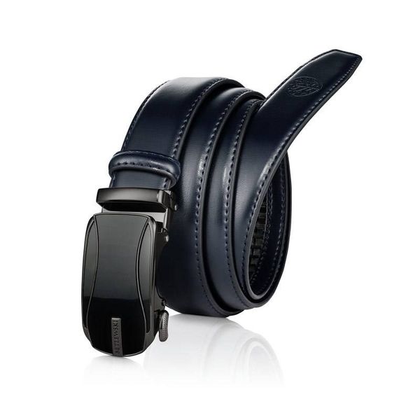 Skórzany pasek BETLEWSKI C30-MY GRANATOWY 135. Niebieskie paski Betlewski, bez wzorów, ze skóry. Za 99.00 zł.