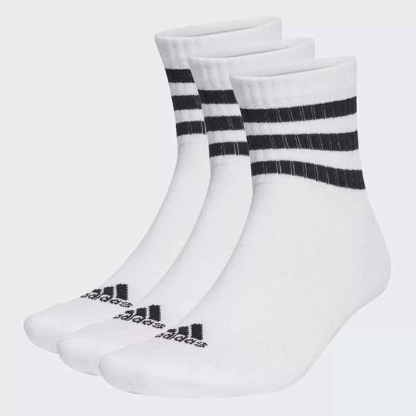 Skarpety adidas 3-Stripes Cushioned Sportswear Mid-Cut Socks 3P. Białe skarpety Adidas, bez wzorów. Za 50.99 zł.