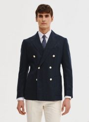 PAKO LORENTE – Lniana marynarka dwurzędowa. Garnitury Pako Lorente, na co dzień, m, bez wzorów, ze lnu. Za 599.99 zł.