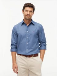 Tommy Hilfiger koszula codzienna Mężczyźni Bawełna (100%) niebieski, L. Niebieskie koszule Tommy Hilfiger, l, bez wzorów, z bawełny, bez kołnierzyka, bez ramiączek. Za 369.95 zł.