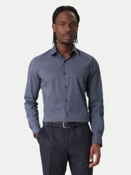 Calvin Klein Koszula LV019EU083 Granatowy Slim Fit. Niebieskie koszule CALVIN KLEIN, m, bez wzorów, z bawełny, bez kołnierzyka, bez ramiączek. Za 329.99 zł.