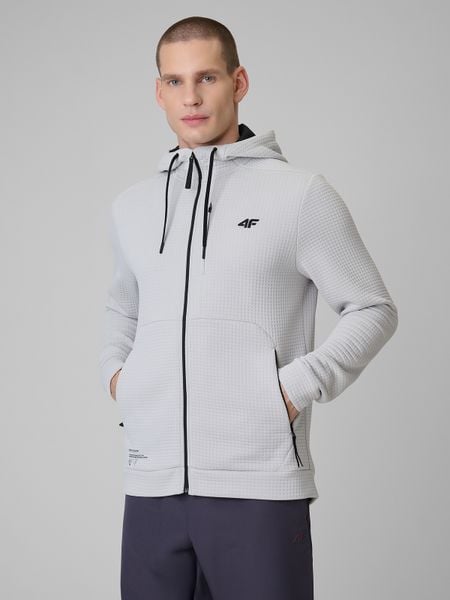 4F Bluza treningowa regular z kapturem męska - biała L. Białe bluzy z kapturem 4F, l, bez wzorów, z kapturem. Za 249.99 zł.