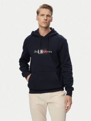Tommy Hilfiger Bluza Script Flag MW0MW43220 Granatowy Regular Fit. Niebieskie bluzy Tommy Hilfiger, m, bez wzorów, z bawełny, bez kaptura. Za 409.99 zł.