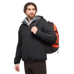 Wodoodporna kurtka z kapturem Haglöfs Mimic Alert. Czarne kurtki Haglöfs, bez wzorów, z kapturem. W wyprzedaży za 917.40 zł.