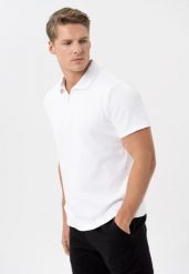 Koszulka polo na zamek O-HECTOR. Białe koszulki polo sportowe Volcano, l, bez wzorów, z bawełny, bez kołnierzyka, bez ramiączek. Za 109.99 zł.