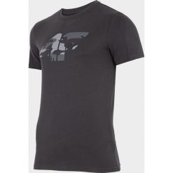 T-shirt męski TSM077 - ciemny szary. Szare t-shirty 4F, m, bez wzorów, bez kołnierzyka, bez ramiączek. W wyprzedaży za 49.99 zł.