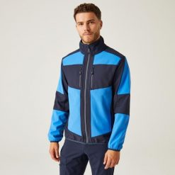 Softshell roboczy hybrydowy unisex E-Volve. Niebieskie kurtki softshell Regatta, na lato, m, bez wzorów, z softshellu, bez kaptura. Za 409.99 zł.