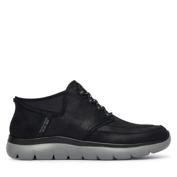 Półbuty Skechers. Czarne eleganckie półbuty Skechers, bez wzorów, bez obcasa, bez zapięcia. Za 359.99 zł.