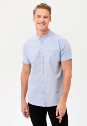 Koszula z krótkim rękawem, Regular Fit, C-TRIFO. Niebieskie koszule Volcano, m, bez wzorów, z bawełny, bez kołnierzyka, bez ramiączek. Za 149.99 zł.