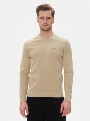 Aeronautica Militare Sweter 251MA1556L560 Beżowy Regular Fit. Brązowe swetry rozpinane Aeronautica Militare, l, bez wzorów, z bawełny, bez kołnierzyka, bez ramiączek. Za 599.99 zł.
