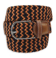 Pasek Elastyczny, Pomarańczowo-Granatowy, Pleciony, do Spodni, Casualowy, Parciany -ALTIES. Brązowe paski Alties, bez wzorów, z elastanu. Za 59.00 zł.