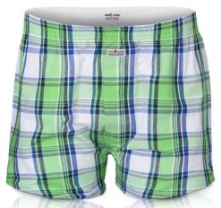 Luźne Męskie Bokserki, Bawełniane - Pako Jeans - Zielone w Kratę. Zielone bokserki Pako Jeans, l, bez wzorów, z bawełny. Za 33.00 zł.