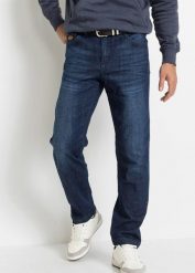 Jeansy classic fit z wzmocnionym krokiem, tapered. Niebieskie jeansy bonprix, m. Za 179.99 zł.
