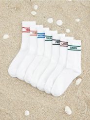 Skarpetki 7 pack - biały. Białe skarpety Sinsay, bez wzorów, prążkowane. Za 17.99 zł.