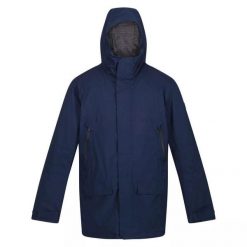 Męska Kurtka Przeciwdeszczowa Rulford. Niebieskie kurtki Regatta, na zimę, m, bez wzorów, z materiału, z kapturem. Za 144.99 zł.