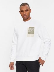 Calvin Klein Bluza Overlay K10K112249 Biały Regular Fit. Białe bluzy CALVIN KLEIN, m, bez wzorów, z bawełny, bez kaptura. Za 469.99 zł.
