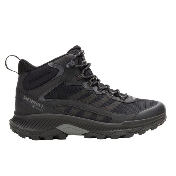 Buty trekkingowe męskie Merrell Speed Strike 2 Mid Gtx. Czarne buty turystyczne Merrell, na zimę, bez wzorów, z materiału, za kostkę, bez zapięcia, trekkingowe. Za 519.00 zł.