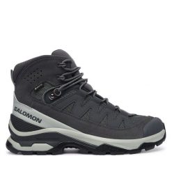 Trekkingi Salomon. Szare botki sznurowane Salomon, bez wzorów, z gore-texu, bez obcasa, bez zapięcia. Za 859.99 zł.