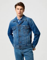 MĘSKA KURTKA WRANGLER DENIM JACKET MYSTIC 112371358. Kurtki Wrangler, m, bez wzorów, z denimu, bez kaptura. Za 299.99 zł.