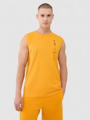 4F Tank top regular męski - pomarańczowy XXL. Brązowe bezrękawniki 4F, m, bez wzorów, z bawełny, bez kołnierzyka, bez ramiączek. W wyprzedaży za 39.99 zł.
